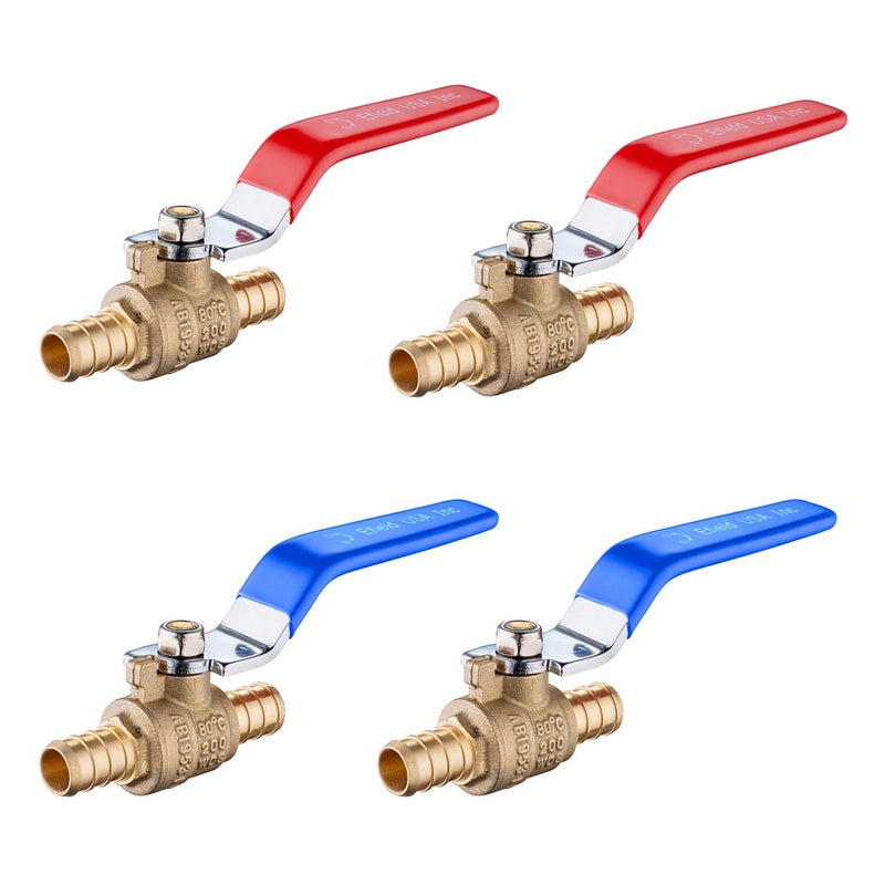 EFIELD 4 Pack EFIELD 1/2 Inch Pex Brass Full Port Shut-off Ball Valve for Hot and Cold Water,Potable Water, Pex Barb Crimp Connection,(VALVE002) - Image 1